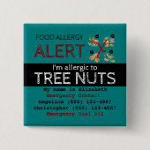 Warnschild für aquamarine Baumnuss-Lebensmittelall Button (Vorderseite)