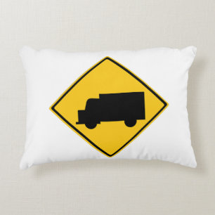 Warnschild für den Straßenverkehr Dekokissen