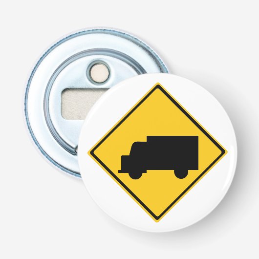 Warnschild für den Straßenverkehr Flaschenöffner (Vorderseite)