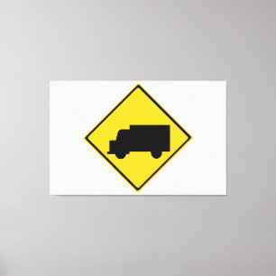 Warnschild für den Straßenverkehr Leinwanddruck