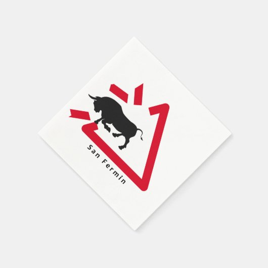 Warnschild für San Fermin Bullenlauf / Encierro: Serviette (Ecke)