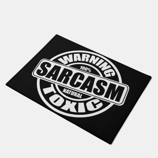 Warnschild für toxisches Sarcasm Fußmatte (Schrägansicht)