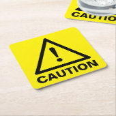 Warnschild Gelb lustig Rechteckiger Pappuntersetzer (angewinkelt)