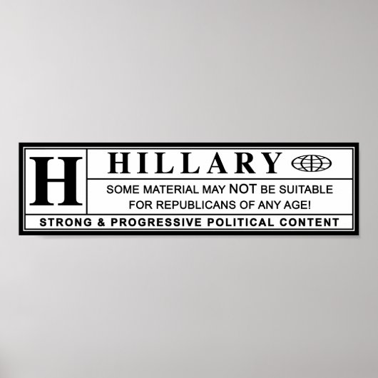 Warnschild Hillary Clinton Poster (Vorne)