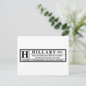 Warnschild Hillary Clinton Postkarte (Stehend Vorderseite)