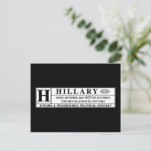 Warnschild Hillary Clinton Postkarte (Stehend Vorderseite)