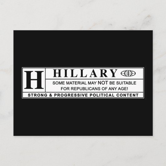 Warnschild Hillary Clinton Postkarte (Vorderseite)