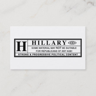 Warnschild Hillary Clinton Visitenkarte