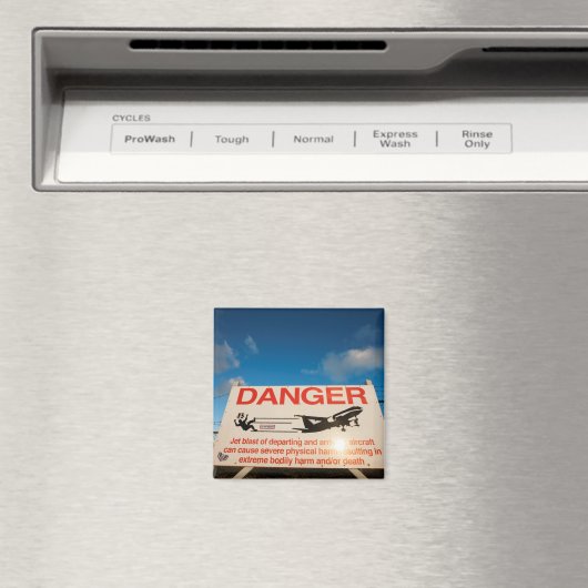 Warnschild in der Nähe des Flughafens St. Maarten Magnet (In Situ (Geschirrspüler))