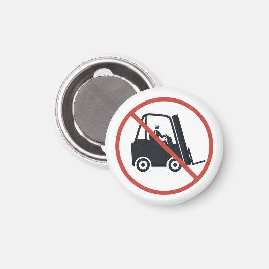 Warnschild mit Gabelstapler. Magnet (Vorderseite/Rückseite)