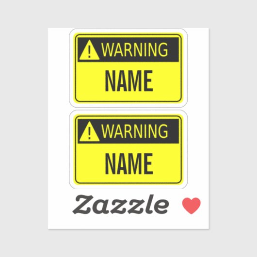 Warnschild mit Name Novelty Aufkleber (Blatt)