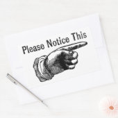 Warnschild nach hinten: Zeigefinger Rechteckiger Aufkleber (Umschlag)