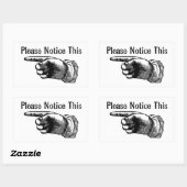 Warnschild nach hinten: Zeigefinger Rechteckiger Aufkleber (Blatt)