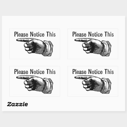 Warnschild nach hinten: Zeigefinger Rechteckiger Aufkleber (Blatt)