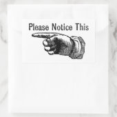 Warnschild nach hinten: Zeigefinger Rechteckiger Aufkleber (Tasche)