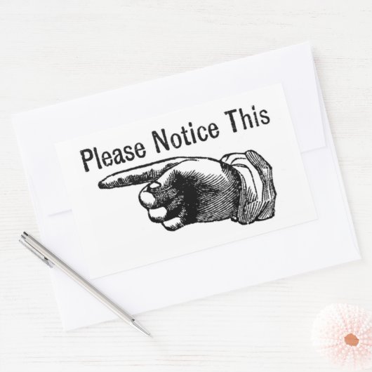 Warnschild nach hinten: Zeigefinger Rechteckiger Aufkleber (Umschlag)