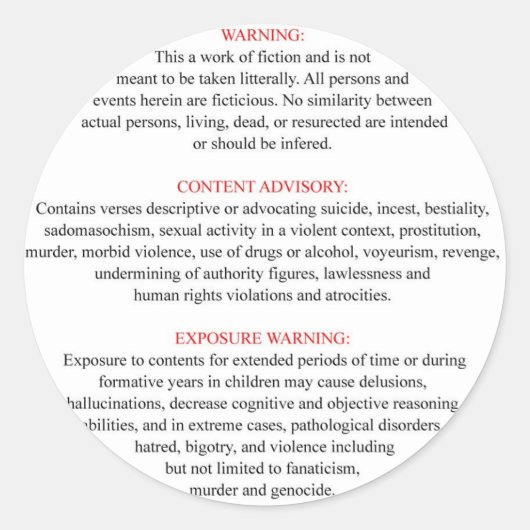 Warnschild Runder Aufkleber (Vorderseite)