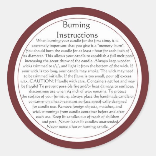 Warnschilder für Kerzen Runder Aufkleber (Vorderseite)