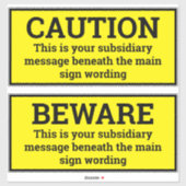 Warnschilder - Zwei schwarz-gelbe Schilder Aufkleber (Blatt)