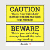 Warnschilder - Zwei schwarz-gelbe Schilder Aufkleber (Blatt)