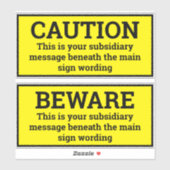 Warnschilder - Zwei schwarz-gelbe Schilder Aufkleber (Blatt)