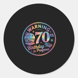 Warnung 70. Geburtstagsreise im Gange Bday 70 Jahr Runder Aufkleber