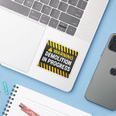 Warnung Abriss im Gange Aufkleber (Laptop mit iPhone)