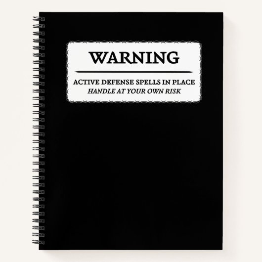 Warnung: Active Defense Zauber Notizblock (Vorderseite)
