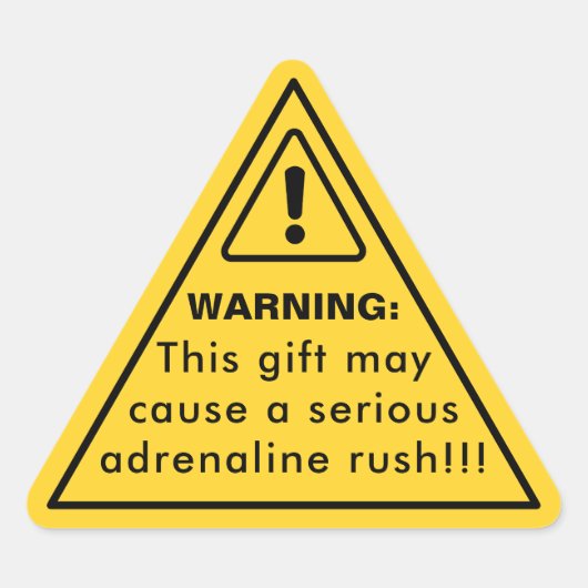 Warnung: Adrenalin Rush Funny Yellow Sticker ⚠ (Vorderseite)