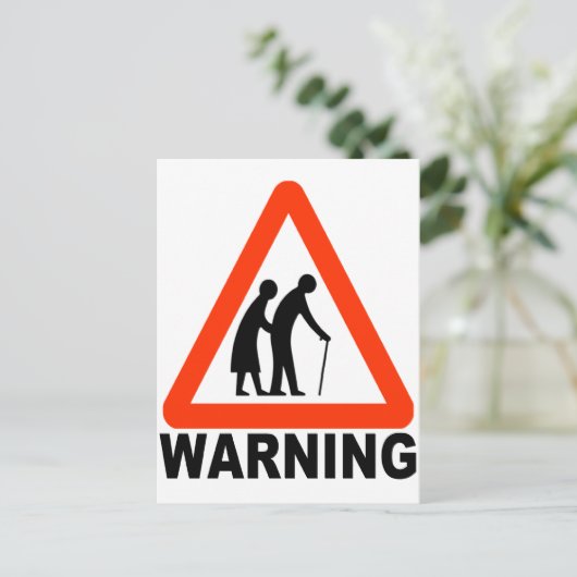 Warnung - Ältere Überquerung Postkarte (Stehend Vorderseite)