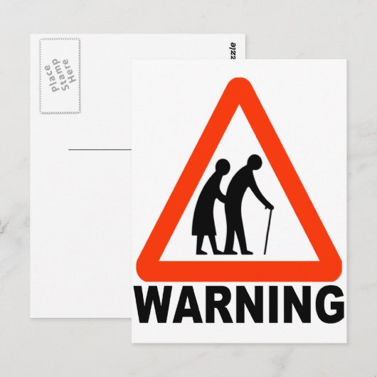 Warnung - Ältere Überquerung Postkarte (Vorne/Hinten)