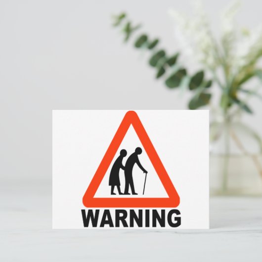 Warnung - Ältere Überquerung Postkarte (Stehend Vorderseite)