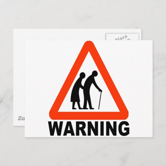 Warnung - Ältere Überquerung Postkarte (Vorne/Hinten)