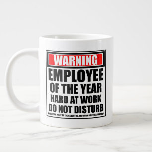 Warnung an Arbeitnehmer im arbeitsfähigen Jahr Jumbo-Tasse