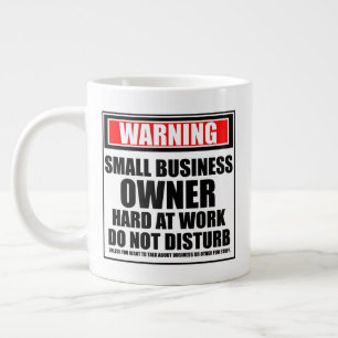 Warnung an kleine Unternehmer am Arbeitsplatz Jumbo-Tasse