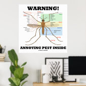 Warnung! Annoying Pest Inside (Moskito-Anatomie) Poster (Heimbüro)