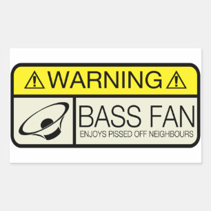 Warnung Bass Fan! Rechteckiger Aufkleber