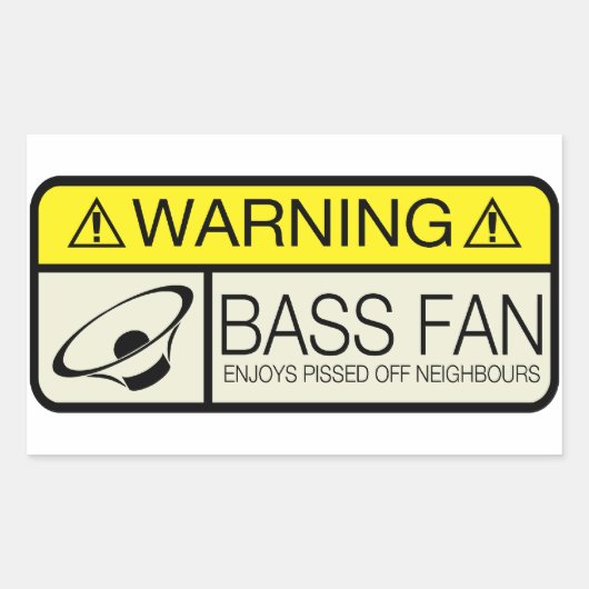 Warnung Bass Fan! Rechteckiger Aufkleber (Vorderseite)