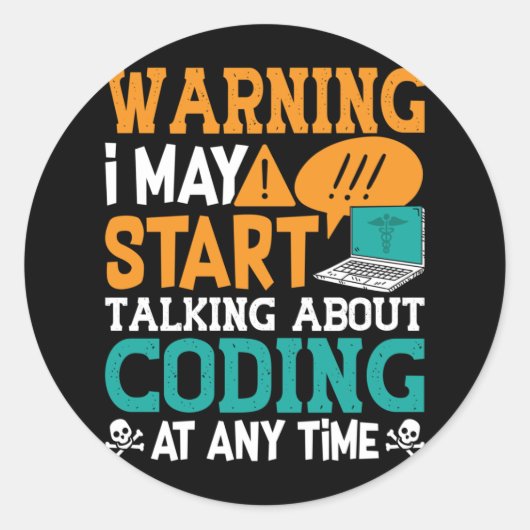 Warnung bei medizinischem Coder: Ich spreche viell Runder Aufkleber (Vorderseite)