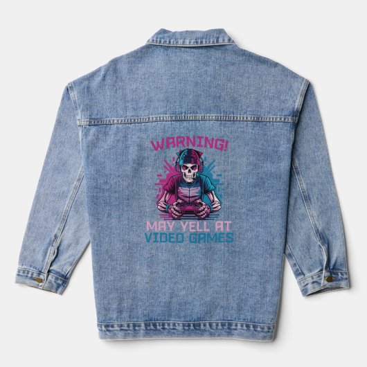 Warnung bei Videospielen Skeleton Gaming Jeansjacke (Rückseite)