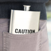 Warnung bei "Vorsicht" bei schwarzen Briefen Flachmann (Beispiel)