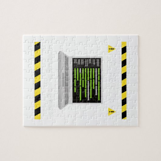 Warnung beim Programmieren im laufenden Computerpr Puzzle (Horizontal)