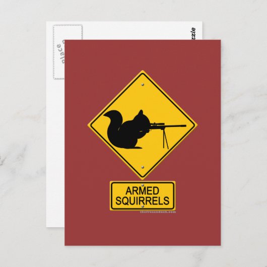 Warnung bewaffneter Eichhörnchen Postkarte (Vorne/Hinten)