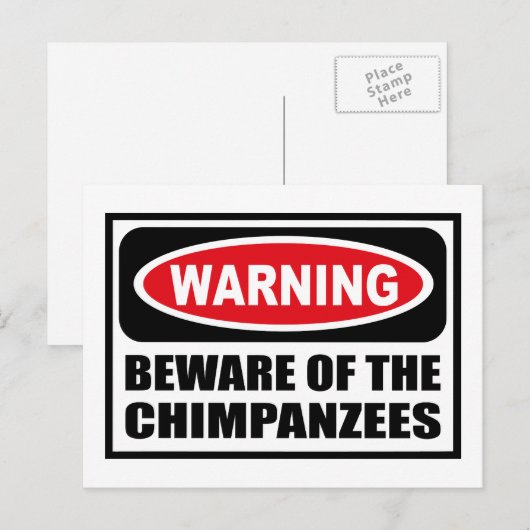 Warnung BEWAHRUNG DER CHIMPANZEN Postkarte (Vorne/Hinten)