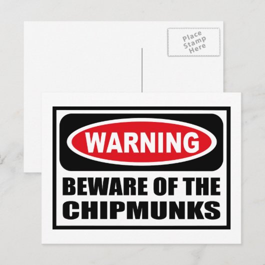 Warnung BEWARE DER CHIPMUNKS Postkarte (Vorne/Hinten)