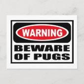 Warnung BEWARE der MOPS Postkarte (Vorderseite)