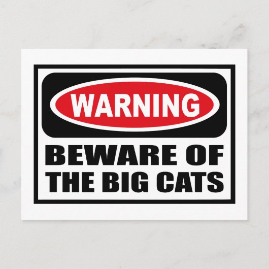Warnung BEWERTUNG DER GROSSEN KATZEN Postkarte (Vorderseite)