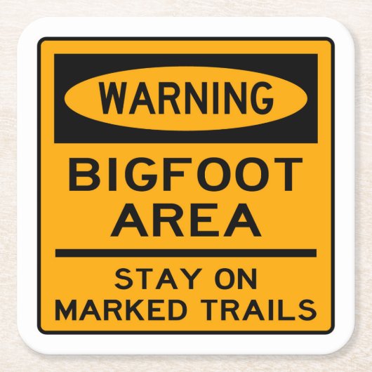 Warnung, Bigfoot Area, Bleibe auf markierten Wegen Rechteckiger Pappuntersetzer (Vorderseite)