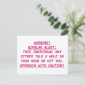 WARNUNG-BIPOLAR-ALERT3 POSTKARTE (Stehend Vorderseite)
