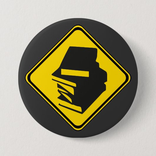 Warnung: Bücher stehen vor! Button (Vorderseite)